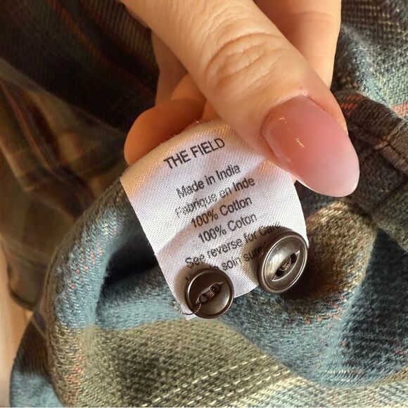 The Field Plaid Button Up Shirt Jacket 100% Cotton XL - Picture 5 of 8